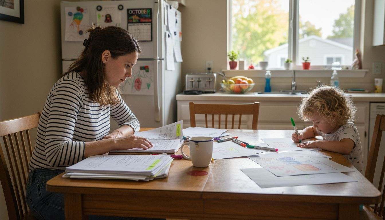 Parent reviewing autism assessment in family kitchen