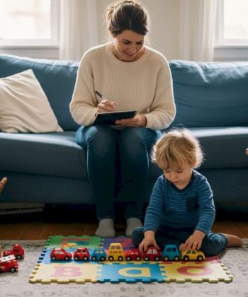 Mother documents child behavior at home