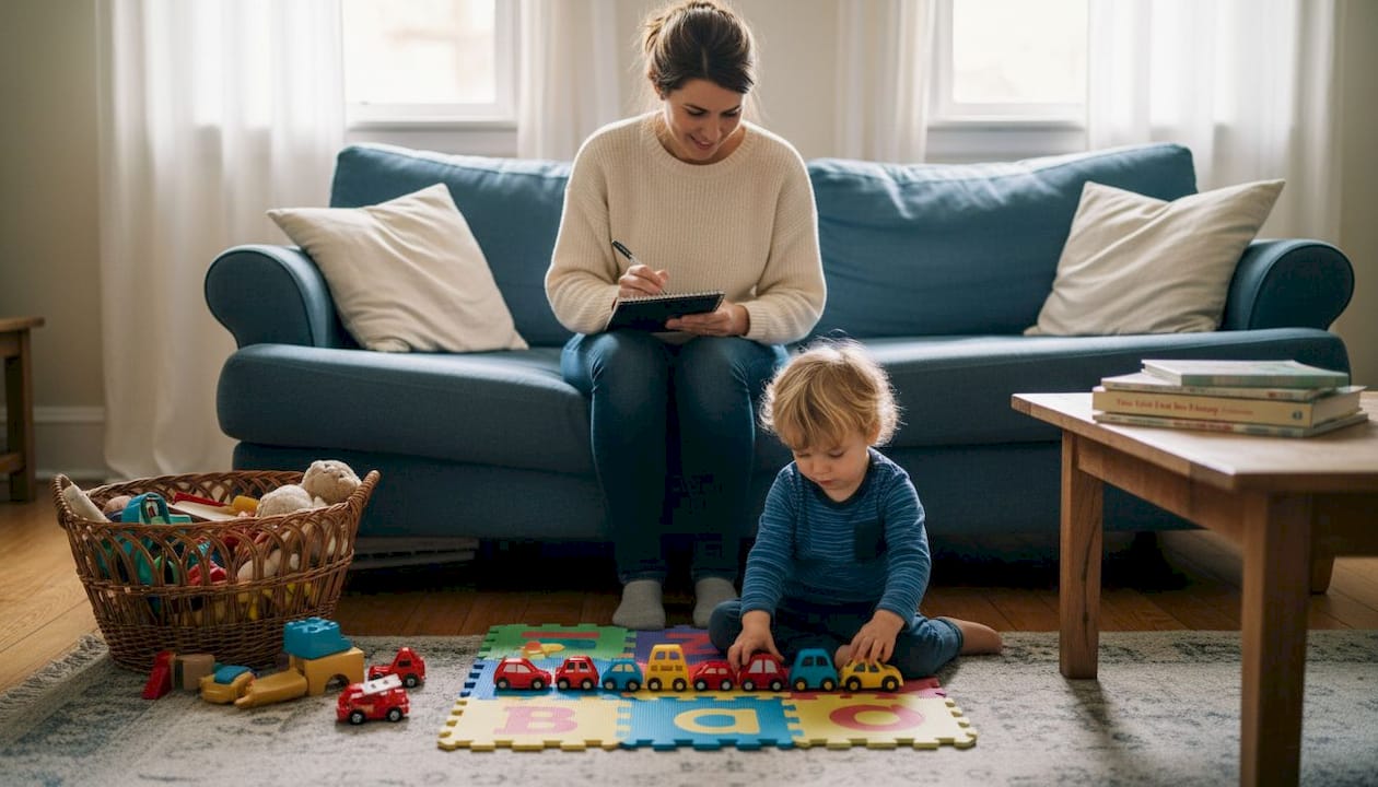 Mother documents child behavior at home