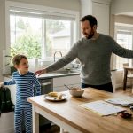 Parent and child follow ABA morning routine
