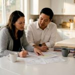 Parents reviewing autism diagnosis at kitchen table
