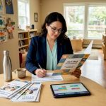 Coordinator reviewing autism program materials