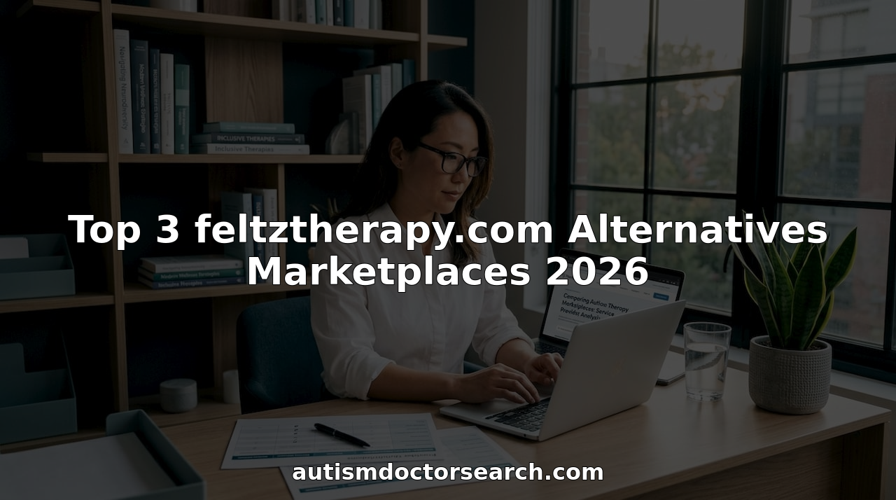 Person researching autism therapy marketplaces at home desk
