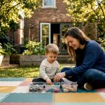 Parent and child doing sensory play