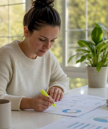 Mother reviewing functional behavior assessment report