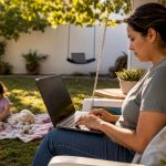 Mother engaging in autism training online