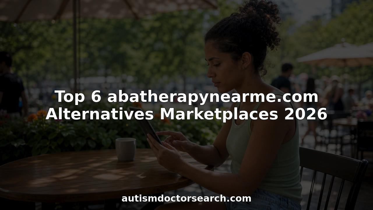 Mother searching ABA therapy marketplaces at home
