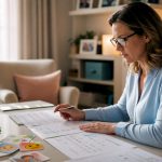 Therapist reviewing ABA and Floortime therapy charts