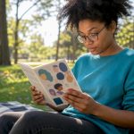 Woman reading neurodiversity social justice pamphlet