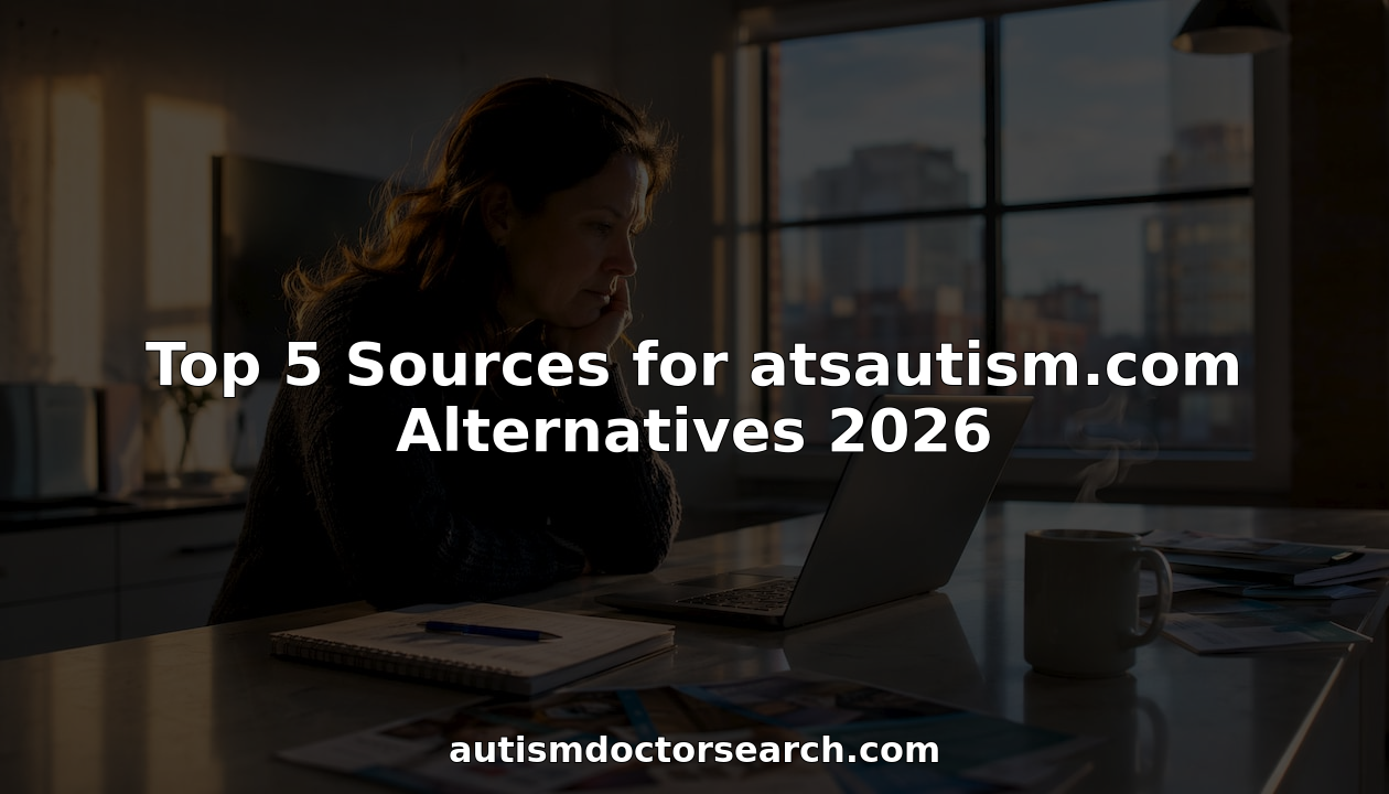 Woman searching autism service directory at home