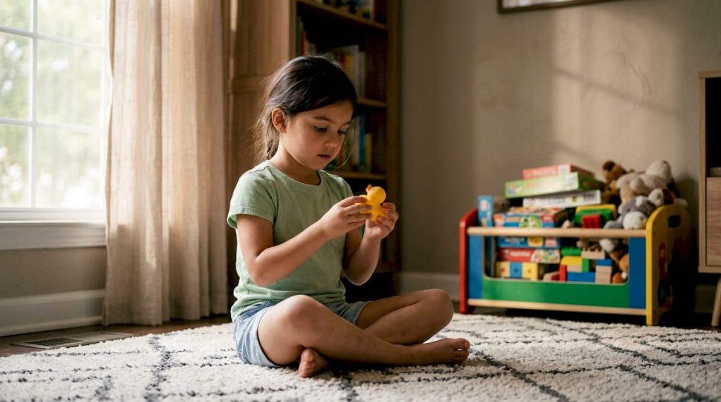 Child rocking during stimming behavior at home