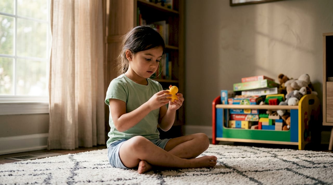 Child rocking during stimming behavior at home