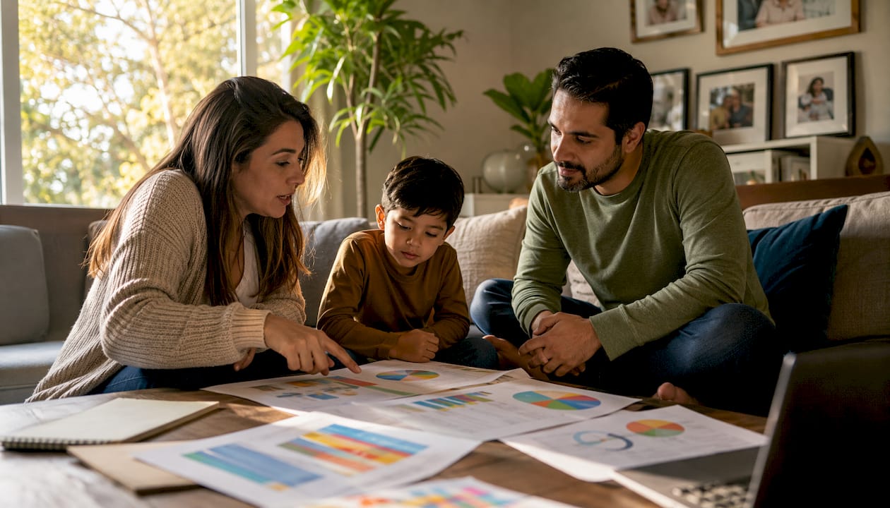 Family reviewing autism grant paperwork
