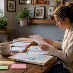 Parent organizing autism appointment documents